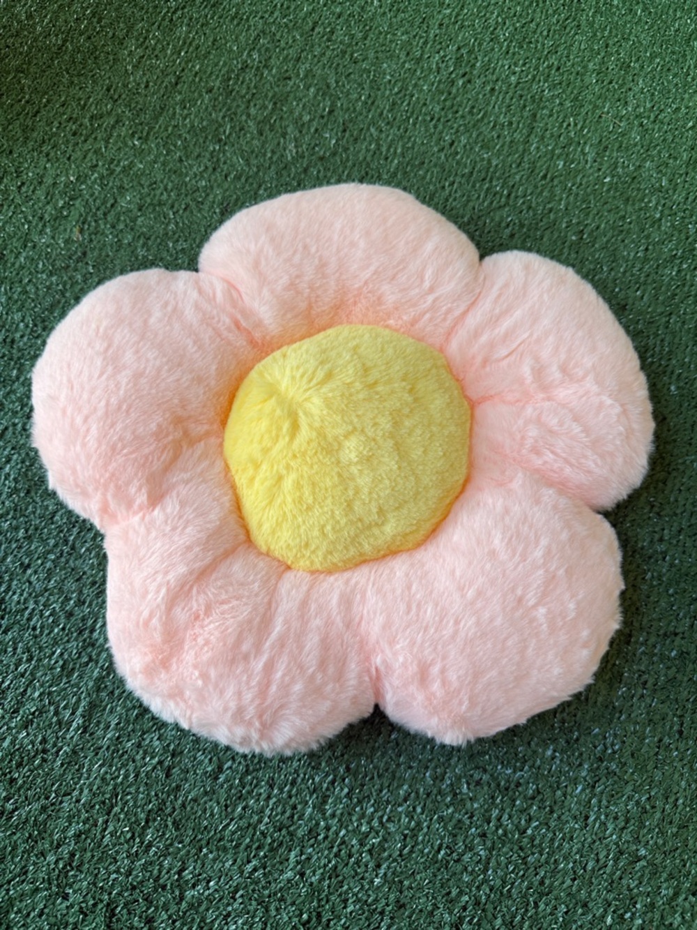 Plush Flower Pillow.  - Pink Petals with Yellow Center